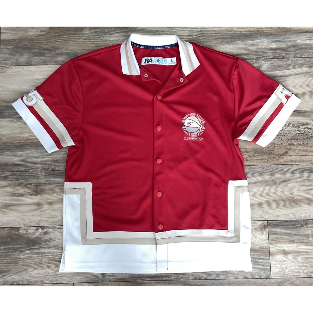 Run DMC Apparel Jumpsuit Men L Red Basketball WarmUp Top Vtg Y2K New